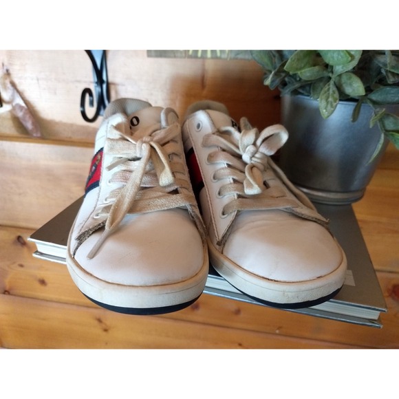 Polo Quilton Teddy Bear Sneakers US Size 4 Kids White Red Blue Shoes - Picture 3 of 5